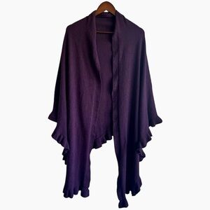 Puro Cashmere Ruffled Purple Women’s Wrap Scarf One Size
